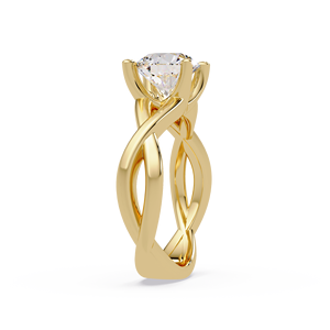 Anillo clásico redondo brillante con diamante solitario cultivado en laboratorio, banda retorcida para mujer, joyería fina, anillos de compromiso, anillos de boda - Product Image 3