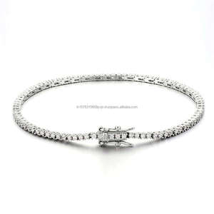 Classic High Quality Hip Hop Jewelry Iced Out Lab Grown Diamond Round Cut 14k Gold Plated Rhodium Plated Tennis Chain Bracelet - Product Image 1