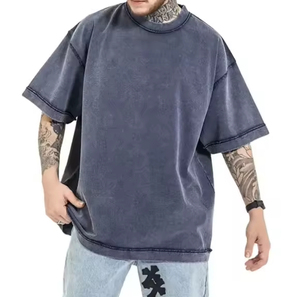 Men's <b>Acid</b> Washed Distressed T-Shirt Soft Cotton Shirt Loose Casual Short Sleeve Tops Tees Blank Tee Shirts Breathable OEM - Product Image 6
