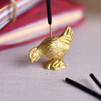 Support d'encens antique en laiton doré miniature en forme de canard, porte-encens en métal