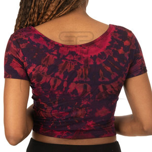 Camiseta Corta de Algodón Tie Dye de Última Moda y Alta Calidad para Mujer, Camiseta Informal Barata con Estampado Tie Dye, Camiseta Corta Tie Dye para Mujer - Product Image 3