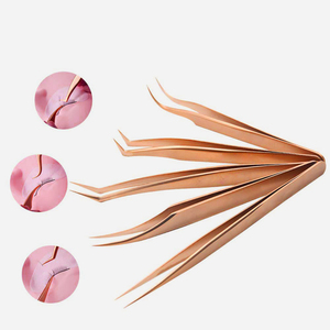 Ensemble de pinces professionnelles pour extensions de cils, antidérapantes, prise parfaite, pointes lisses, acier inoxydable, anti-magnétiques - Product Image 5