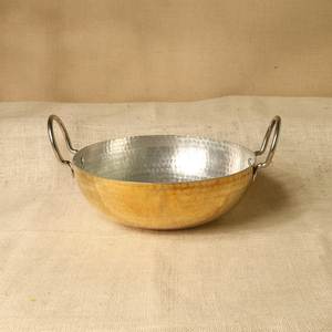 Brass Kadahi With Stainless Steel Lining Dual Handle Traditional Chinese Cookware <b>Pot</b> For Stovetop <b>Cooking</b> Durable - Product Image 3