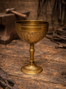 Flûtes à vin et champagne de luxe en laiton massif de qualité supérieure, plaquées or, gravées, pour cadeaux et repas, modèle religieux - Product Image 3