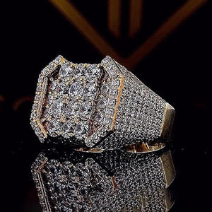 Anillo de Compromiso con Diamante Moissanite de Corte Redondo, Plata de Ley 925, Forma Cuadrada, Estilo Iced Out, Joyería Hip Hop para Hombre - Product Image 3