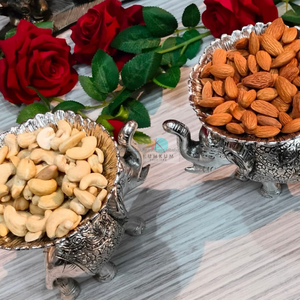 Cuenco de elefante Nakkashi de plata alemana con acabado antiguo tallado, centro de mesa, regalo de agradecimiento, para dulces, frutas secas, bodas - Product Image 3