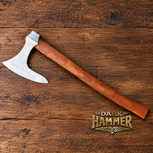 Hache Viking à barbe forgée à la main en acier à haute teneur en carbone plaqué argent, manche en bois dur de qualité supérieure, marteau foncé décoratif - Artisanat d'art - Product Image 3