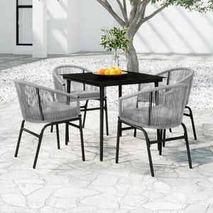 Conjunto de Comedor para Jardín en Negro y Gris - Product Image 1