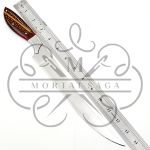 Handmade D2 Steel Fishing Fillet Knife – <b>Pine</b> Cone <b>Resin</b> Handle, Leather Sheath Tool - Product Image 2