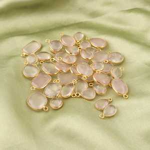 Connecteur de breloque cabochon ovale naturel en laiton massif plaqué or, composants de bijoux de tailles variées - Product Image 5