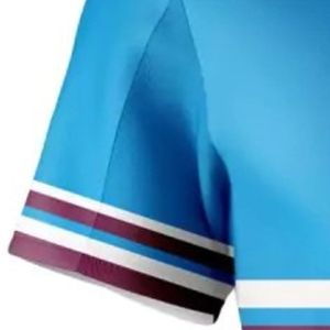 Camiseta de Béisbol Azul Cielo y Borgoña con Detalles de Rayas Blancas, Jersey de Manga Corta, Uniforme de Equipo para Entrenamiento y Deportes - Product Image 5