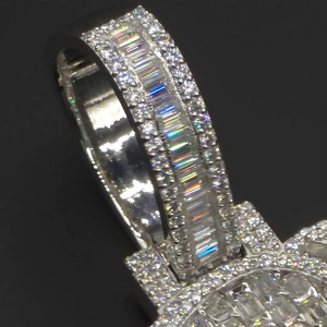 Custom Emerald Cut Moissanite Letter <b>Pendant</b> Iced Out Thick Layered Hip Hop <b>Pendant</b> 925 <b>Silver</b> Custom <b>Initial</b> Letter <b>Pendant</b> - Product Image 5