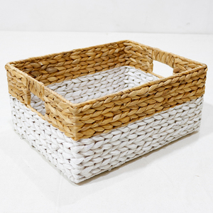 <b>Rectangular</b> Natural Water Hyacinth Storage <b>Baskets</b> with Handles Nordic Style Multi-Purpose Organizer for Home Neatening - Product Image 4
