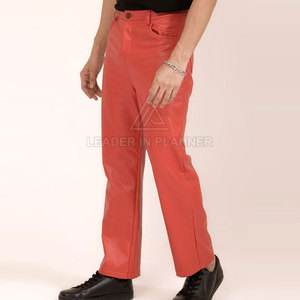 Pantalones de Cuero para Hombre con Diseño de Logotipo Personalizado a Precio Razonable, Corte Recto, Cintura Media, Ligeros, Casuales, de Color Sólido - Product Image 4