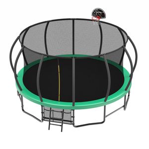 Trampolino Ricreativo da 15 Piedi con Canestro da Basket, Scala, Sacca Porta Scarpe e Rivestimento Galvanizzato Antiruggine - Giocattoli per Saltare - Product Image 3