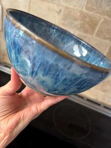 Tazón de cerámica artístico para fideos, con esmalte efecto olas del océano, base en espiral hecha a mano, tamaño profundo y generoso, resistente al calor y duradero, para la mesa de comedor. - Product Image 5