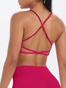 Strappy Backless Sports Bra Women Low Cut Activewear Camisole Removable Padding Wirefree Lift Bralette Workout Crop - Product Image 4