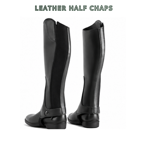 Polainas de equitación de cuero genuino premium para hombre, de corte medio, con cremallera, protección para las piernas, personalizables - Product Image 2