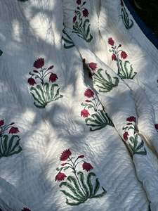 Classy Vintage Embroidered Mughal <b>Floral</b> Cotton Jaipuri Razai/<b>Quilt</b> Set Reversible AC Dohar Eco-Friendly All-Season Hotel - Product Image 6