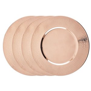 Assiette de présentation ronde en cuivre métallisé de luxe avec finition brossée lisse et bord large pour mariage élégant - Product Image 4