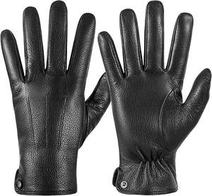 Gants de cyclisme rétro en cuir de mouton véritable, vente en gros d'usine, chauds, compatibles écran tactile, pour activités de plein air printemps-automne - Product Image 4