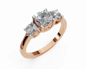 Anillo Triad of Eternity con Diamantes Cultivados en Laboratorio de 1.260 Quilates, 3 Piedras Grandes, Oro Sólido de 9KT, 14KT, 18KT, Oro Amarillo, Rosa y Blanco, Regalo de Joyería - Product Image 5