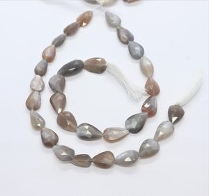 ลูกปัดมูนสโตนสีเทา AAA ทรงลูกแพร์เหลี่ยมเพชรพลอย ขนาด 10x16 มม. มูนสโตนธรรมชาติทรงลูกแพร์เจียระไน ขนาด 8 นิ้ว สำหรับทำเครื่องประดับ - Product Image 5