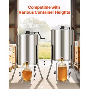 Extracteur de miel manuel 4/8 cadres avec couvercle transparent, tambour en acier inoxydable, hauteur réglable, machines de traitement du miel - Product Image 5