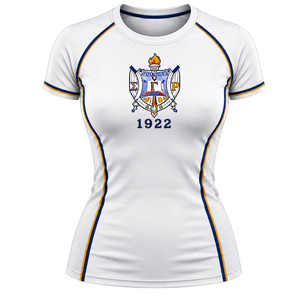 Camiseta de Compresión Sigma Gamma Rho para Mujer, con Logotipo Personalizado de la Hermandad Griega, Elástica, Deportiva, de Manga Corta, para Entrenamiento en el Gimnasio, Venta al Por Mayor - Product Image 1
