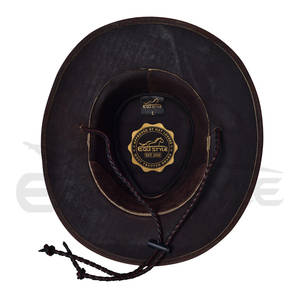 หมวกคาวบอยสีน้ำตาลสไตล์ออสเตรเลีย คุณภาพสูง ทำจากหนังอย่างดี พร้อมสายรัดคู่ เหมาะสำหรับการเดินทางกลางแจ้ง ปีกหมวกกว้าง - Product Image 4