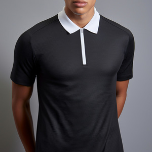 Polo de golf personnalisé à col zippé 1/4, 180 GSM, en coton, sublimation, haute qualité, pour hommes, avec logo, CE - Product Image 3