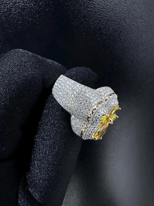 <b>Iced</b> Out Flower Diamond <b>Ring</b> Yellow Stone Luxury Statement <b>Ring</b> Hip Hop Jewelry Bling Fashion Party Accessory - Product Image 2