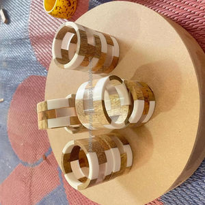 Luxury Wood Napkin <b>Ring</b> with Resin Stripe Decoration Handmade <b>Ceramic</b> Napkin Holder for Table Wedding Party for Kitchen Use - Product Image 1