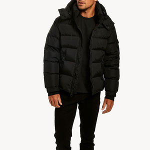 Chaqueta de lona acolchada con capucha para hombre, personalizada con impresión OEM, impermeable, transpirable, informal, para invierno. - Product Image 2