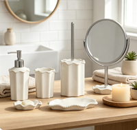 Ensemble d'accessoires de salle de bain en céramique 5 pièces, kit de bain décoratif avec distributeur de savon pour la maison et l'hôtel