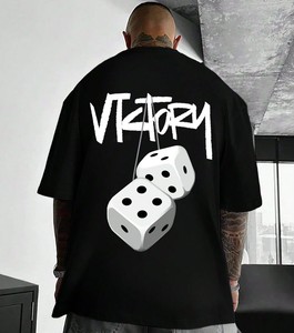 Camiseta Blanca Extra Grande para Hombre con Estampado de Dibujos Animados, Manga Corta, Cuello Redondo, Informal, Tejido de Punto, Transpirable, Diseño con Logotipo en la Espalda - Product Image 3