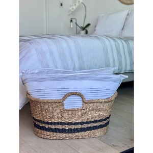 Oval seagrass <b>basket</b> with integrated handle Handmade <b>Storage</b> <b>Basket</b> Wholesale eco-friendly Made in Vietnam - Product Image 6