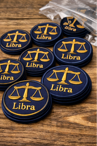 Écusson brodé personnalisé du signe du Zodiaque Balance, à thermocoller ou à coudre, badge astrologique rond pour sac à dos, veste et vêtements - Product Image 3