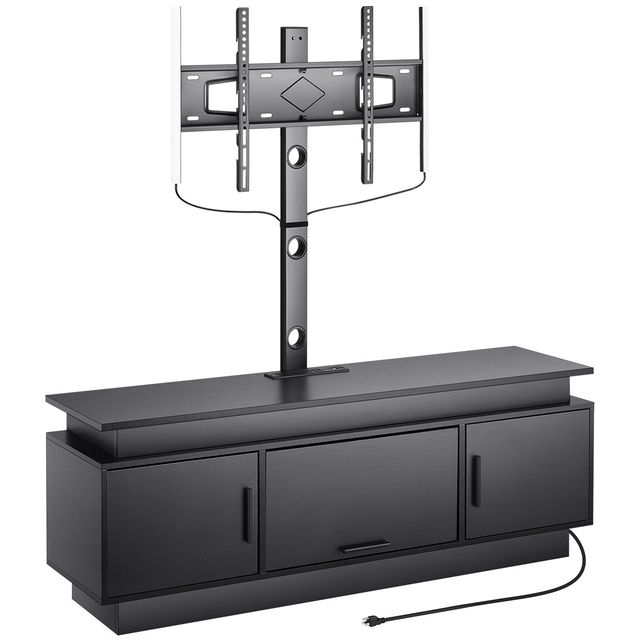 52\" TV Stand with Mount for TVs up to 75\" Entertainment Center Power Outlet LED Lights Height Adjustable Console