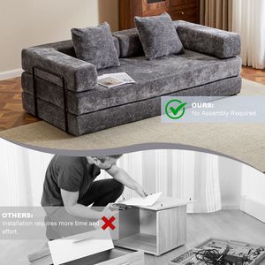 Divano Letto Convertibile Comodo con Supporto Lombare a Cuscino e Braccioli, Futon Lounge Sleeper C-Product - Product Image 6