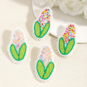 Pendientes de Gota con Forma de Maíz Coloridos, Tejidos a Mano, Serie Frutas, Joyería de Aleación con Cuentas Hechas a Mano para Mujer por MD HANDICRAFTS - Product Image 1