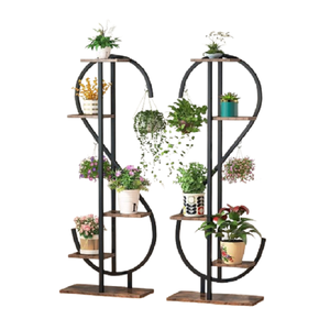 Support de plantes moderne en fer industriel pour intérieur et extérieur, finition émaillée, cadre métallique, présentoir pour pots de fleurs pour la maison - Product Image 1