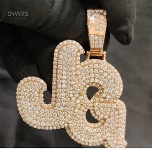Colgante con Inicial de Moissanita VVS, Plata 925, Logotipo y Letra Personalizados, Joyería de Lujo para Hombre, Estilo Rapper, con Baño de Rodio/Oro, Hip Hop - Product Image 3