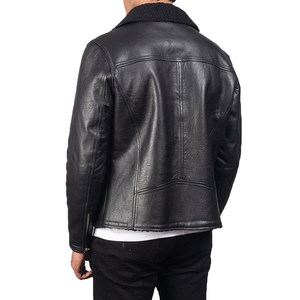 Mens Black Leather <b>Waterproof</b> Breathable Eco-Friendly Windproof Bomber Motorcycle <b>Jacket</b> Turn-down Collar <b>Winter</b> Rider Vintage - Product Image 5