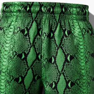 Shorts Premium Vert Imprimé Serpent Coupe Classique Extensible Polyester Tenue Arts Martiaux Taille Adulte - Product Image 5