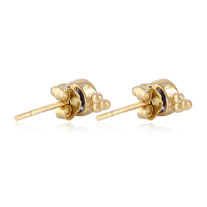 14k Yellow Gold Bezel Set Tanzanite Gemstone Round Stud Earrings Wholesale Fine Jewelry, Earlobe Earrings For Gift - Product Image 5