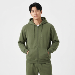 Conjunto Deportivo Unisex Verde con Capucha, Cierre de Cremallera, Color Sólido, Sudadera y Pantalones Casuales para Otoño - Product Image 5