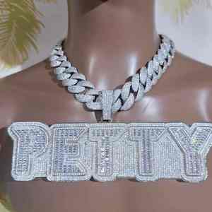 Colgantes y Dijes de Plata 925 con Moissanita VVS D Iced Out, Joyería Fina Hip Hop, Alternativa de Diamante Certificada GRA, Letras Personalizadas - Product Image 2