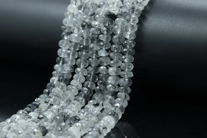 Natural Black Opal Rutile Faceted Rondelle Shape Beads 8mm Multi-Rutile Beads for <b>Jewelry</b> <b>Making</b> - Product Image 4