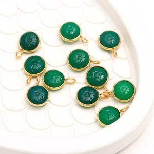 Pendentif en onyx vert naturel sculpté à la main, pierre précieuse, argent sterling 925, charme en onyx vert pour la fabrication de bijoux, vente en gros - Product Image 3